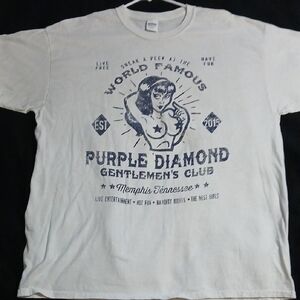 Purple DIAMOND/Gentlemen's CLUB,Gildan White T-Shirt with Black Text. Mens Sz.XL